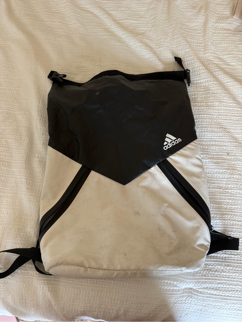 adidas Black and Cream Men's Top-Closure Backpack